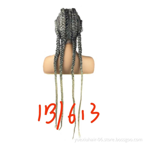 African Glueless Box Braids Wig Women Tresse Cornrow Baby Hair Remy Lace Braided Wig